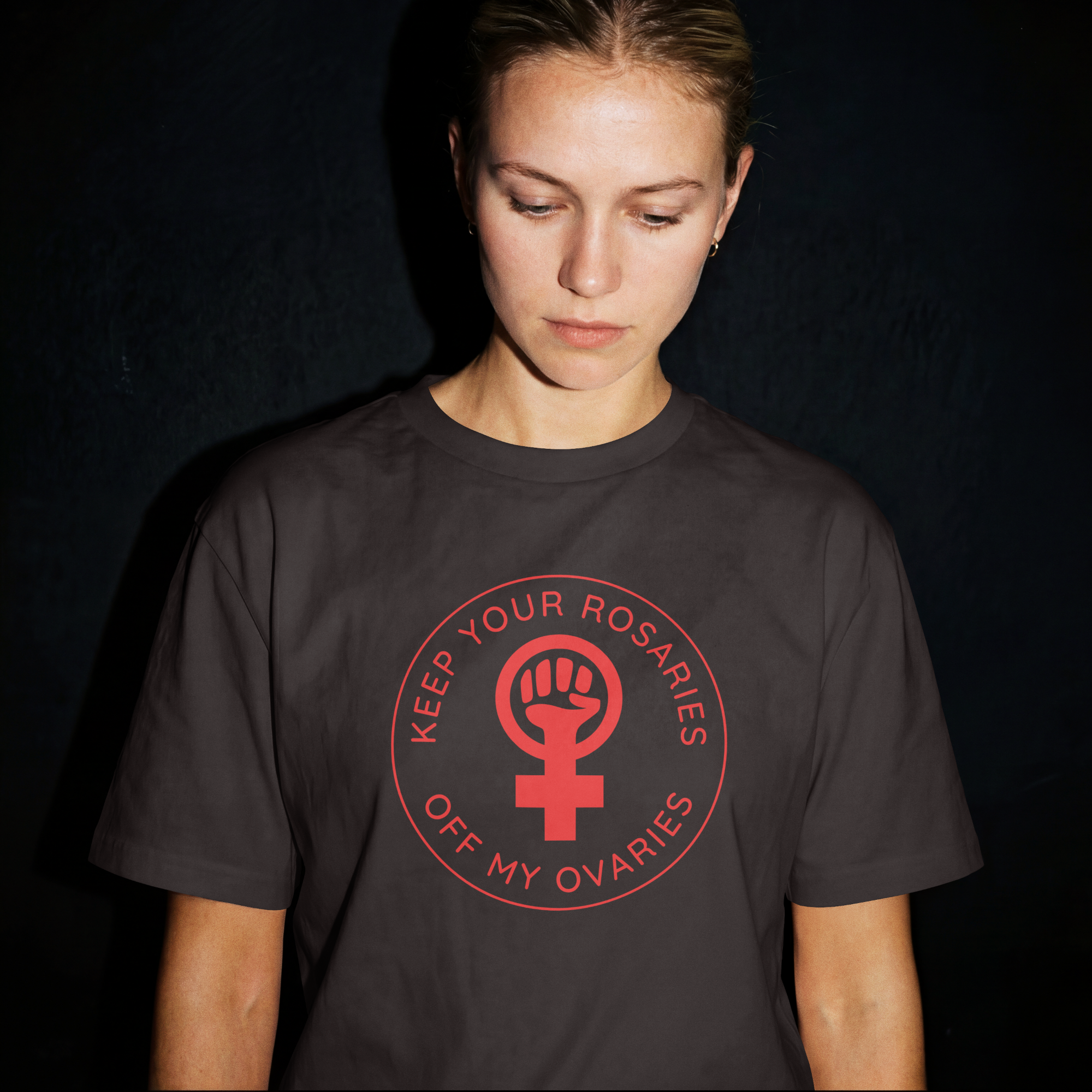 get your rosaries off my ovaries feminist tshirt