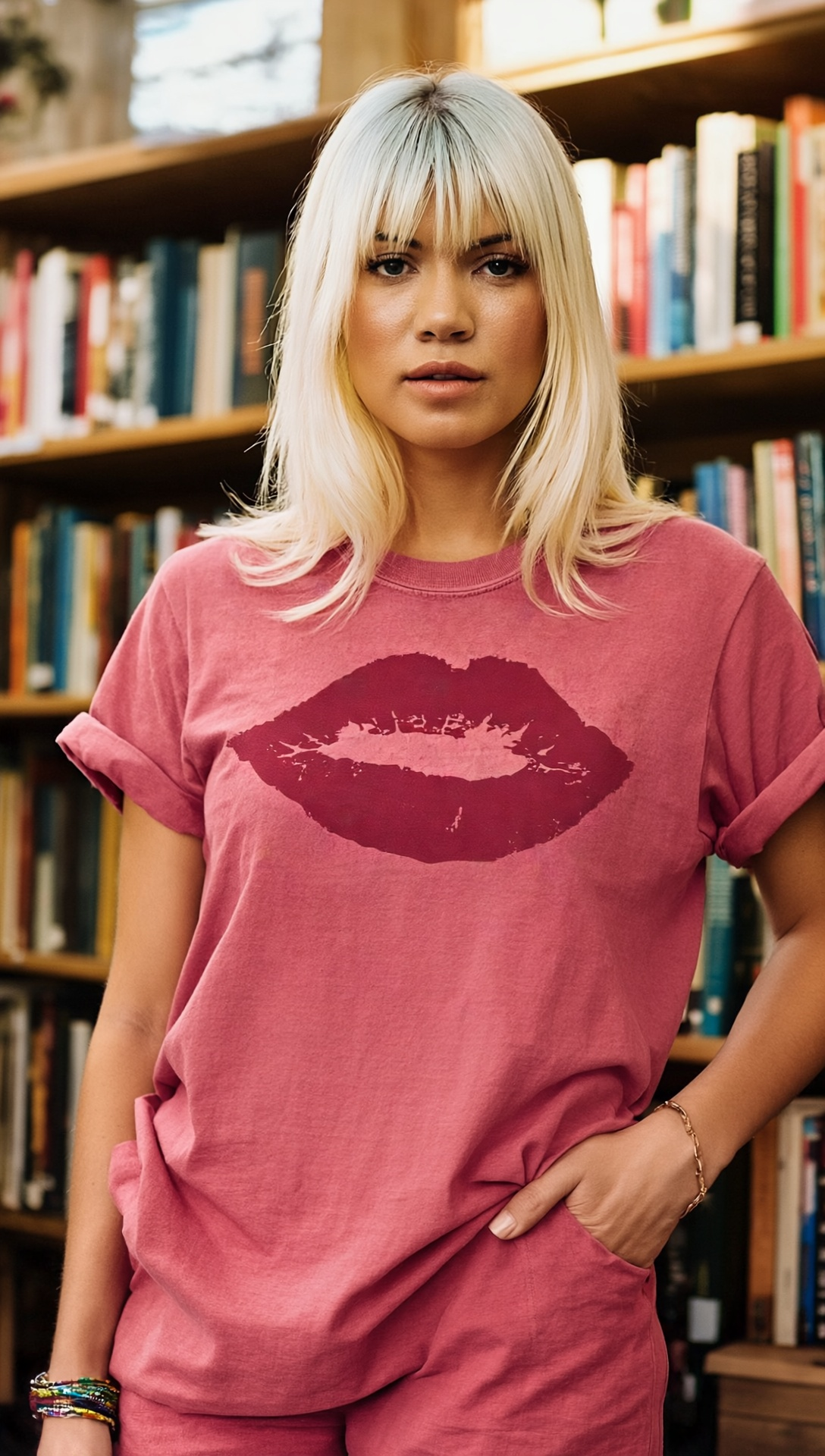 Hot lips garment-dyed heavyweight t-shirt