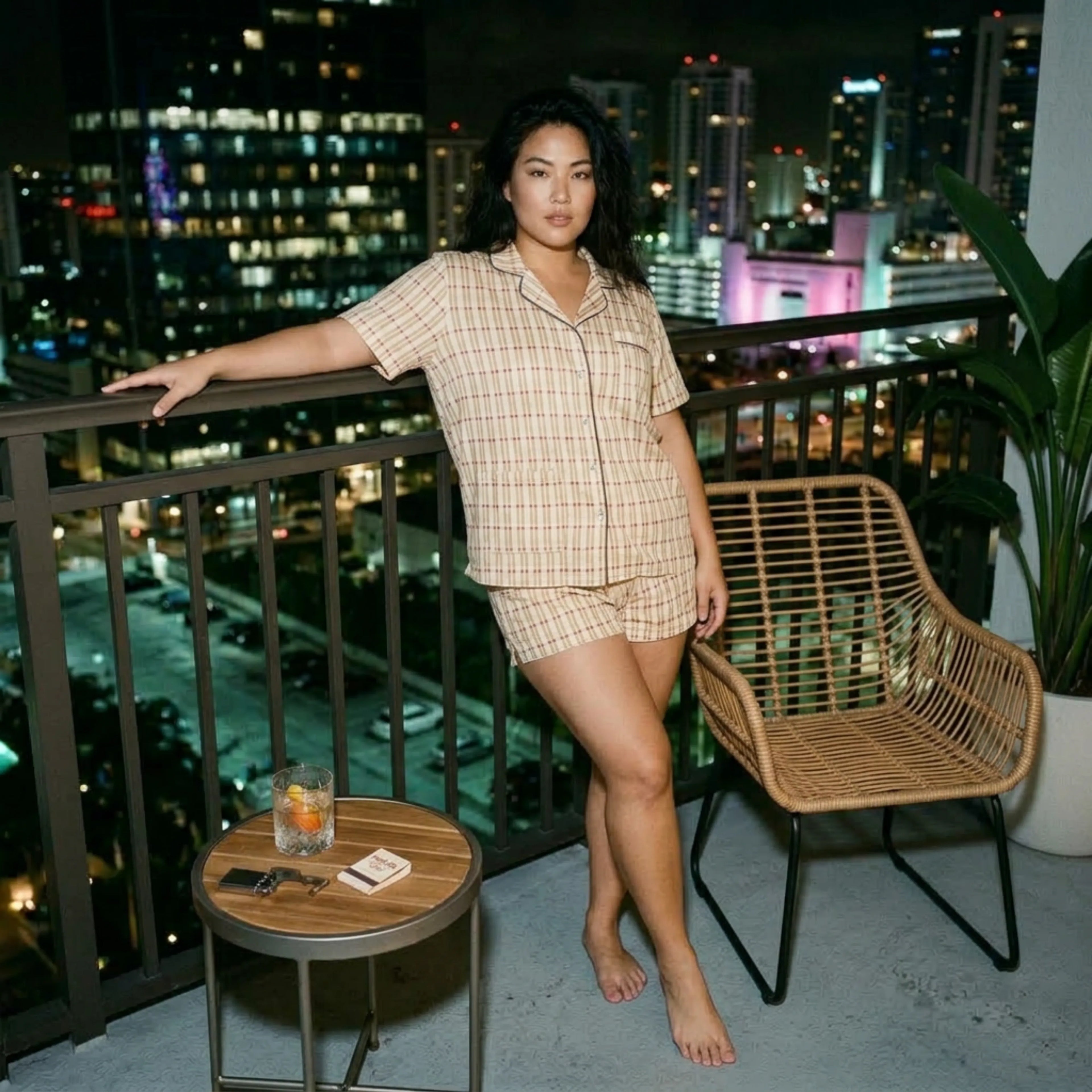 Satin Pajama Shorts, Matchstick
