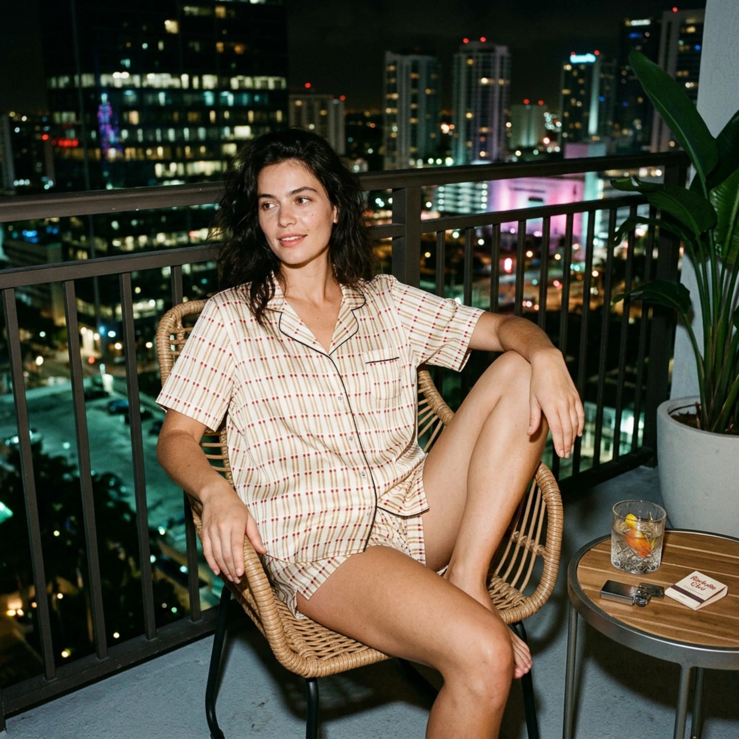 Short sleeve Satin pajama Top, Matchsticks